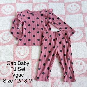 GAP Baby Recycled Pointelle Pink and Black Polka Dot Pajama Set